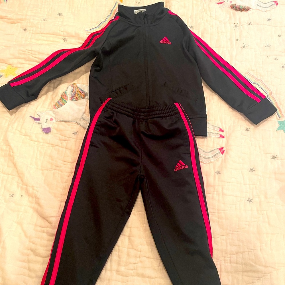 Adidas toddler 3t tracksuit black and hot pink